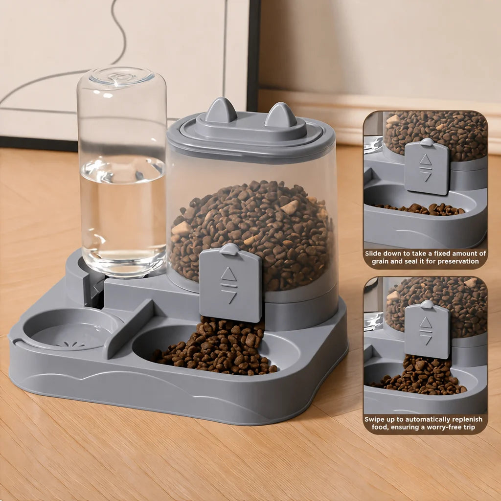Hands-Free Pet Feeding Station — Gravity Feeder & Water Dispenser