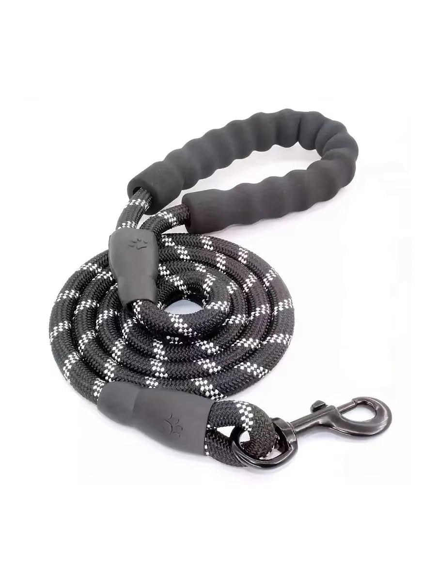 Reflective Dog Leash With Comfortable Padded Handle - Double Heavy Duty Traction Rope For Strong Dogs - Enhance Safety And Contr